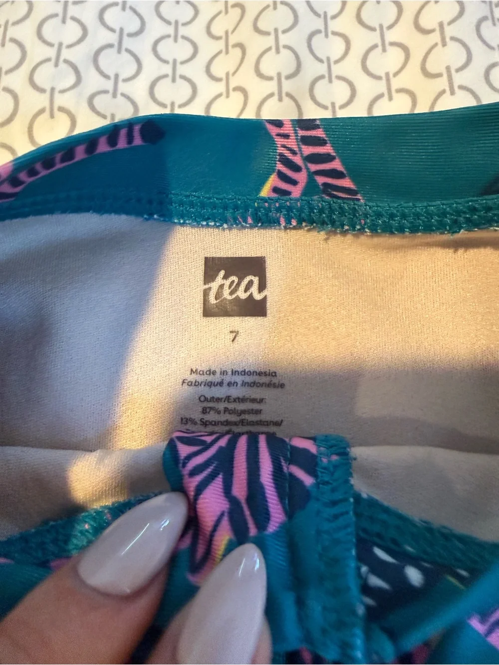 Tea Collection Teal Long-Sleeve One-Piece with Pink Zebra Print